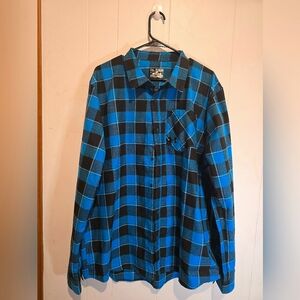 Under Armor Button Down Shirt Plaid Blue Black 2XL